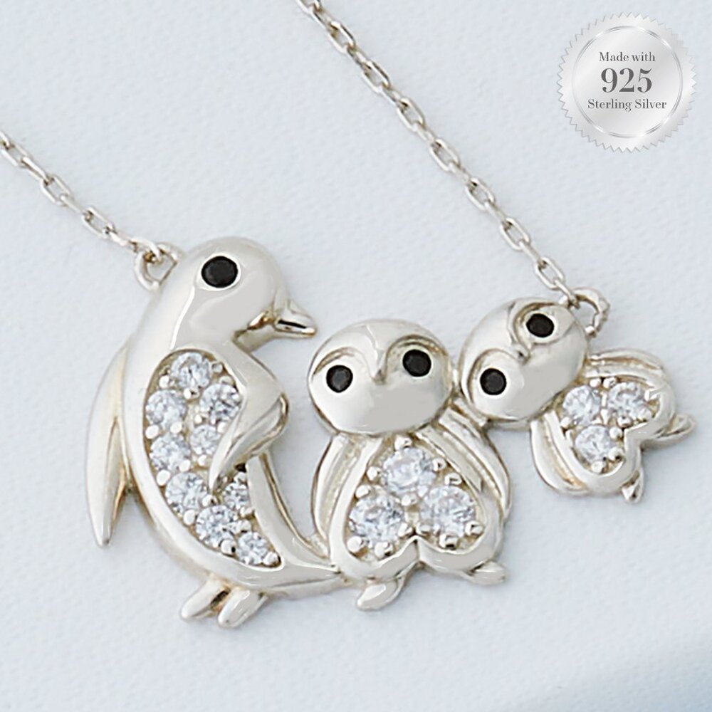Penguin Necklace - 925 Sterling Silver Charmed Aroma Penguin Collection